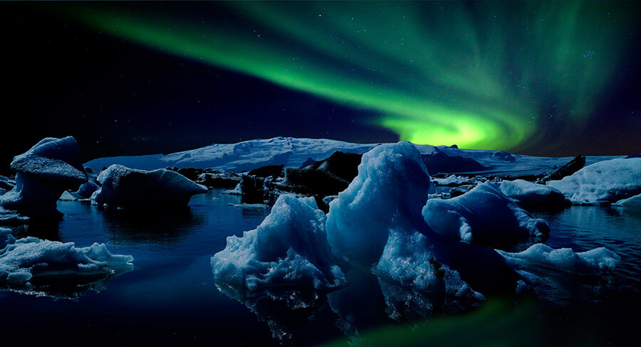 Islandia: Glaciares y auroras en invierno